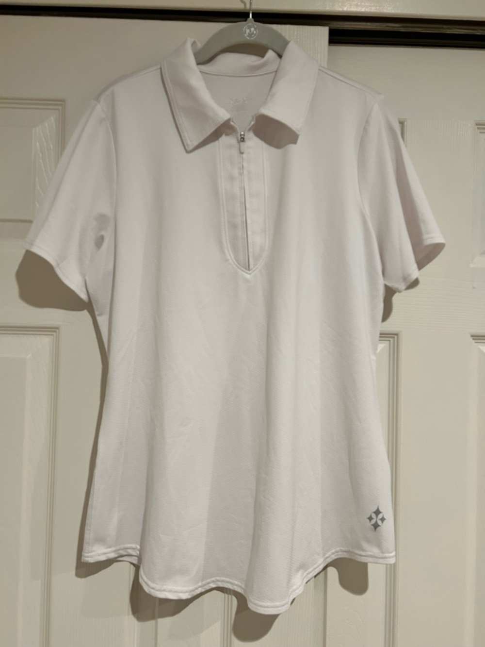 Women's Jofit White Zip Polo Golf Tee size large